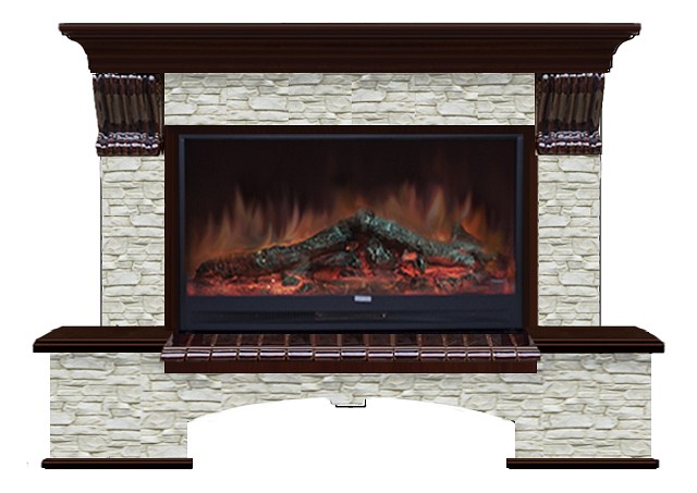 Комплект из электрокамина напольного и портала (149x42x108.5 см) Бостон К ГО Premier S86 БК860012