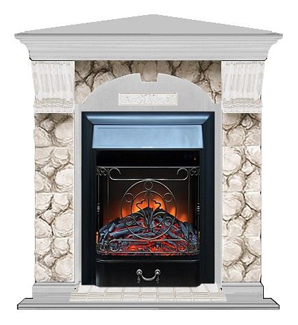 Комплект из электрокамина напольного и портала (106.5x81x98 см) Арочный Карелия угл. Majestic BL АРУ00095