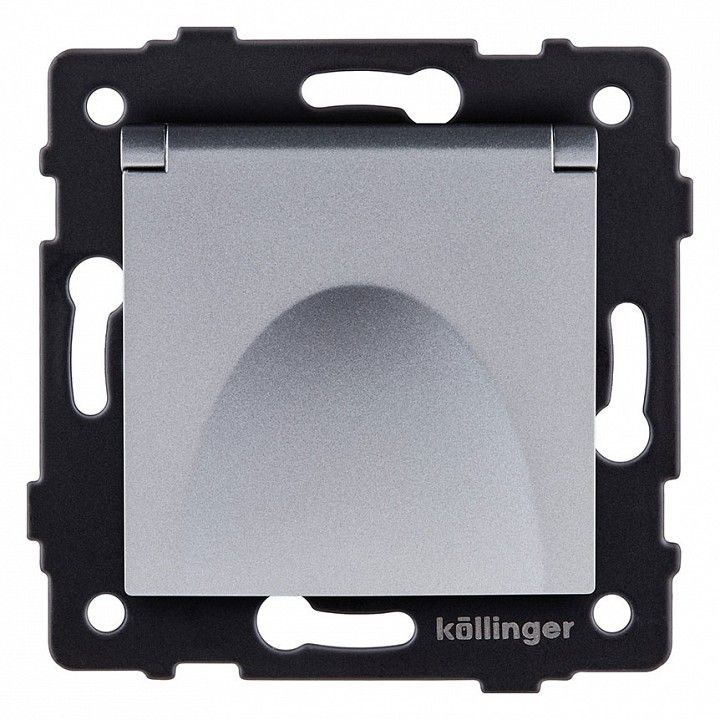 Розетка с заземлением с крышкой, без рамки Kollinger  REA-006GY