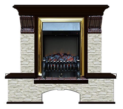 Комплект из электрокамина напольного и портала (122x40х108.5 см) Бостон К ГО Fobos BR БК000042