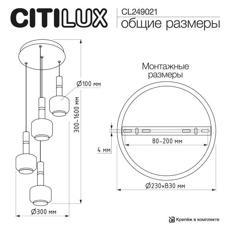 Подвесная люстра Citilux LASS CL249021