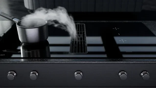 Индукционная варочная поверхность с вытяжкой Kuppersbusch KMI 12850.0 SR-S Black Chrome