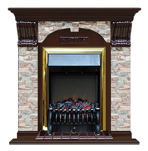 Комплект из электрокамина напольного и портала (106.5x36.5x98 см) Арочный ГЦ Fobos BR АР000066