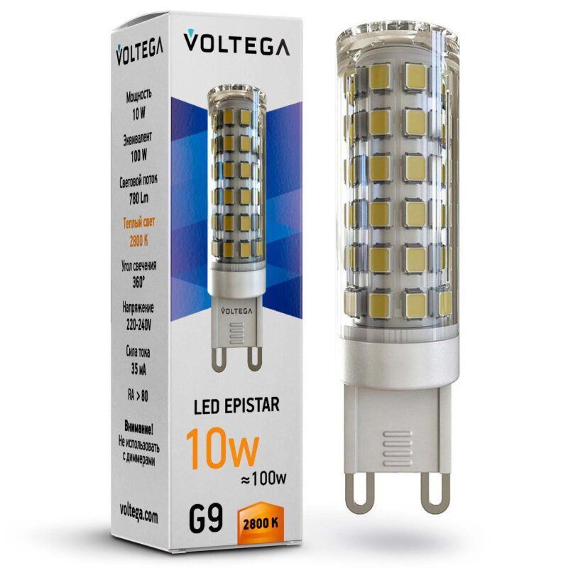 Лампа светодиодная Voltega Capsule G9 G9 10Вт 2800K 7038