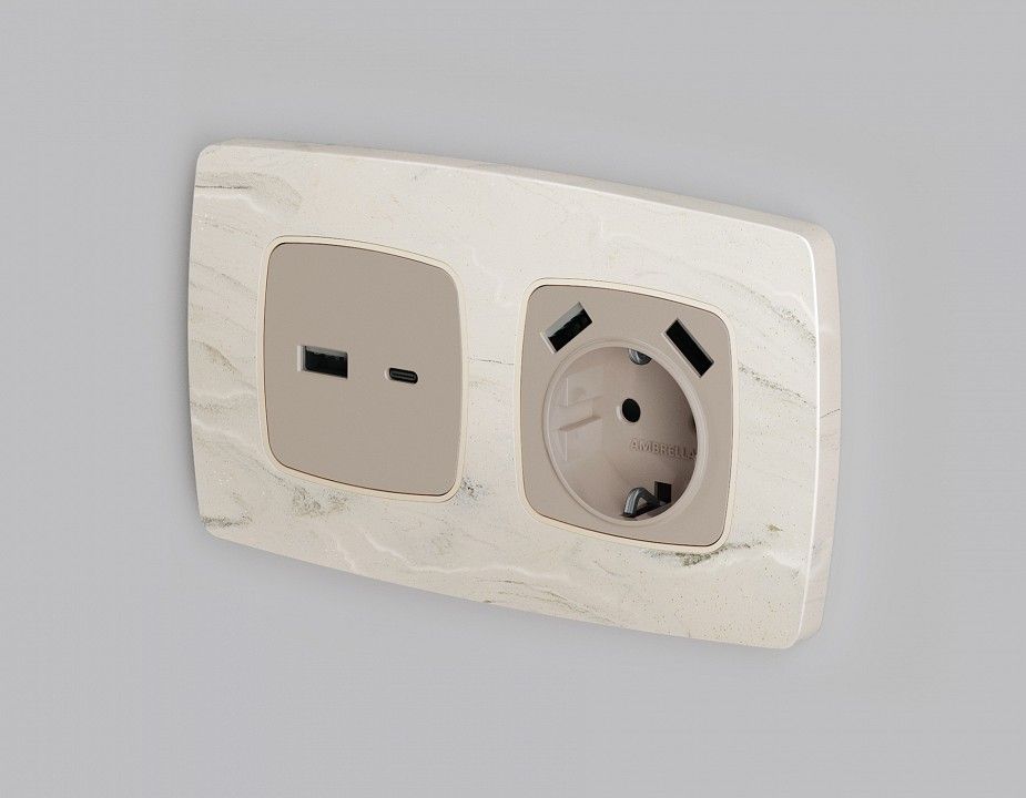 Накладка для розетки type A и C Ambrella Volt OMEGA OP3710