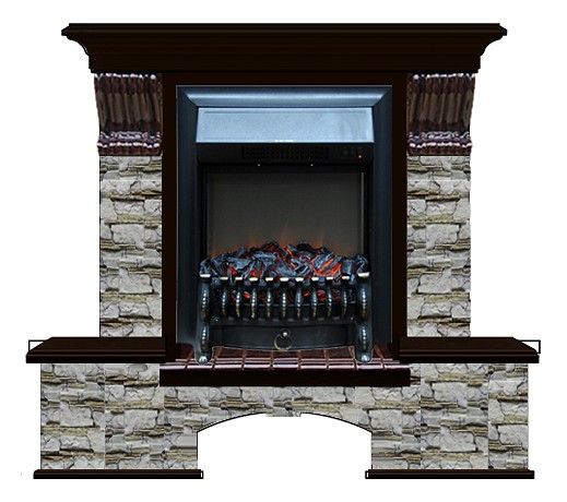 Комплект из электрокамина напольного и портала (122x40х108.5 см) Бостон К Алтай Fobos BL БК000001