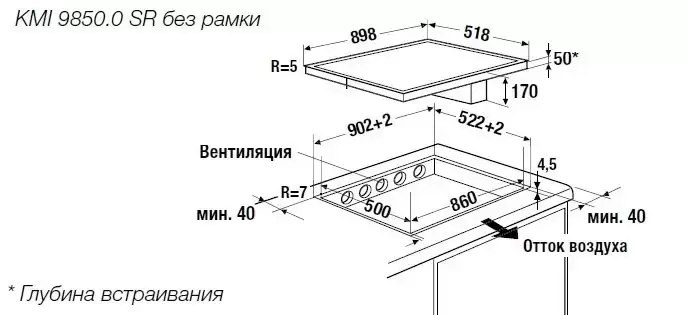 Варочная панель с вытяжкой Kuppersbusch KMI 9850.0 SR Gold