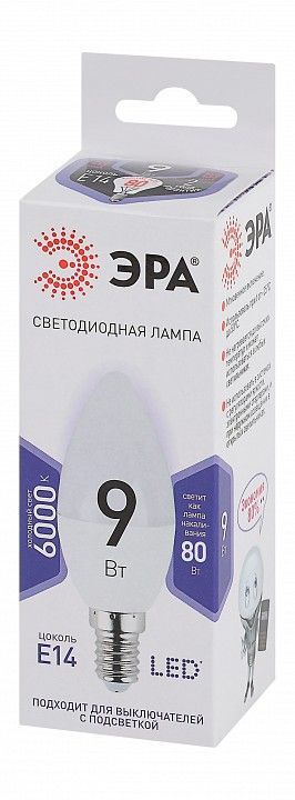 Лампа светодиодная Эра Стандарт E14 9Вт 6000K LED B35-9W-860-E14