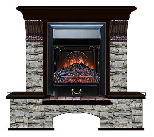 Комплект из электрокамина напольного и портала (122x40х108.5 см) Бостон К Алтай Majestic BL БК000003
