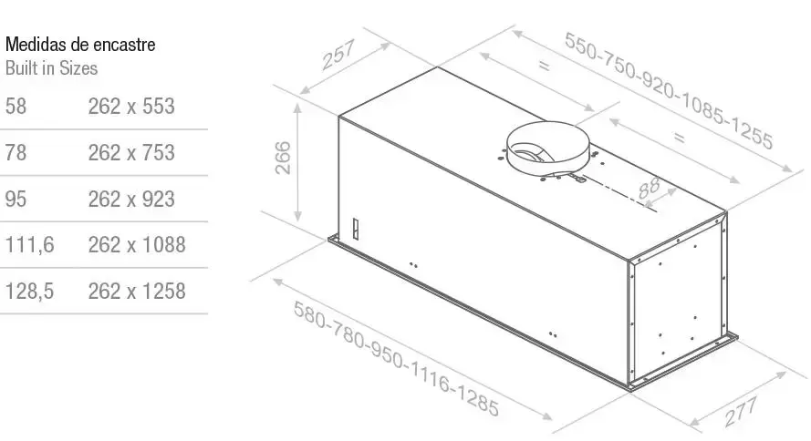 Встраиваемая вытяжка Pando EVO/580.11 INOX V.850 SEC