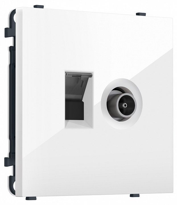 ТВ-розетка оконечная и розетка Ethernet RJ-45 без рамки Ambrella Volt MS MS112510