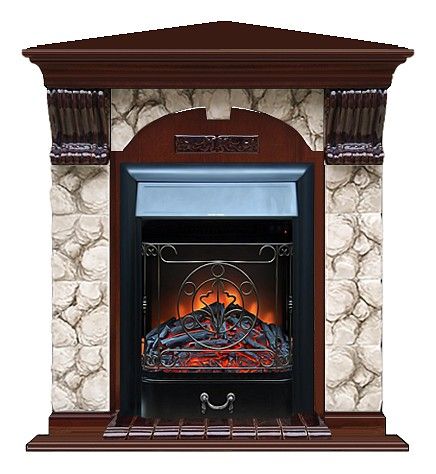 Комплект из электрокамина напольного и портала (106.5x81x98 см) Арочный Карелия угл. Majestic BL АРУ00091