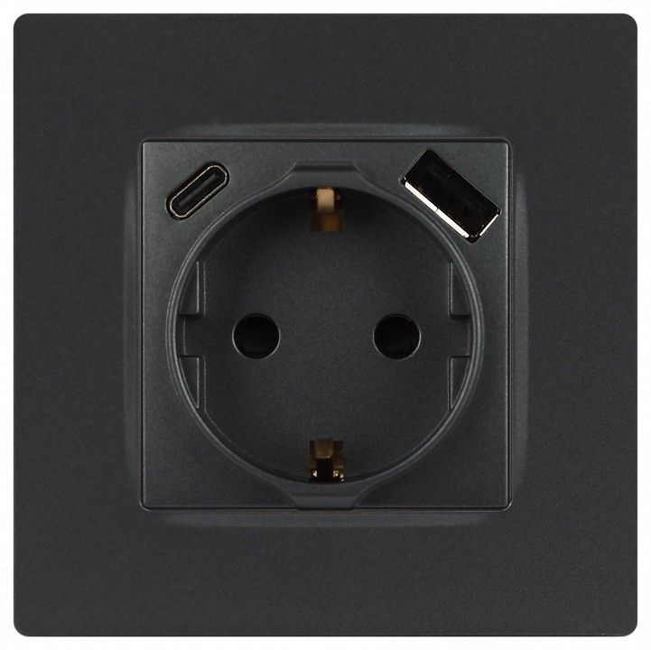 Розетка с заземлением и со шторкой и 2хUSB, без рамки Эра Эра 12 12-4108-12