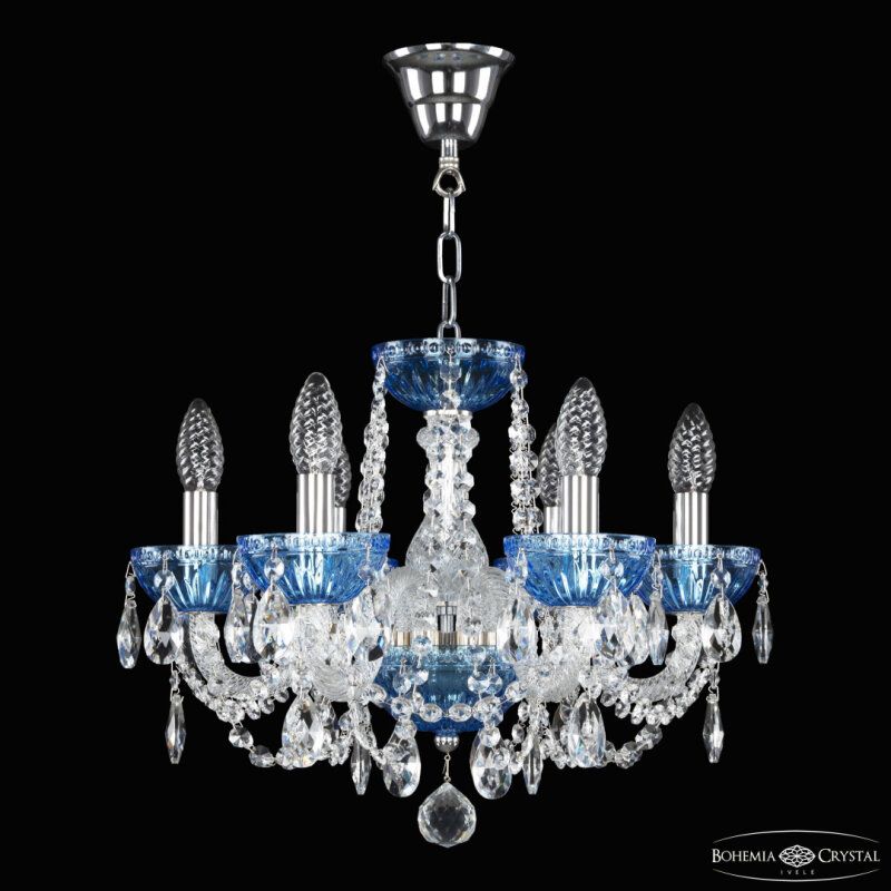 Подвесная люстра Bohemia Ivele Crystal 5402 5402/6/141 Ni Aquamarine/M-1G