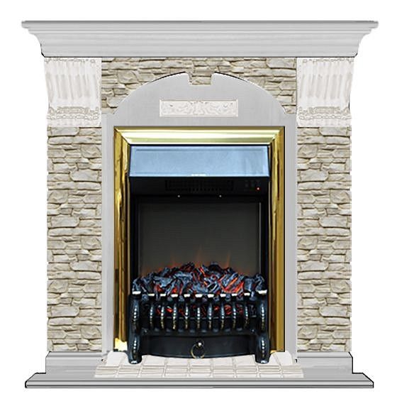 Комплект из электрокамина напольного и портала (106.5x36.5x98 см) Арочный ГО Fobos BR АР000054