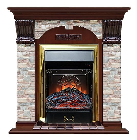 Комплект из электрокамина напольного и портала (106.5x36.5x98 см) Арочный ГЦ Majestic BR АР000072