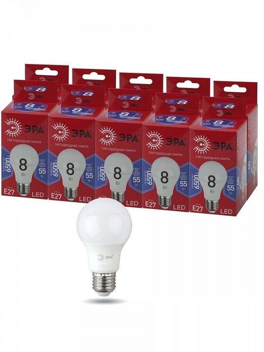 Лампа светодиодная Эра  E27 8Вт 6500K LED A55-8W-865-E27 R