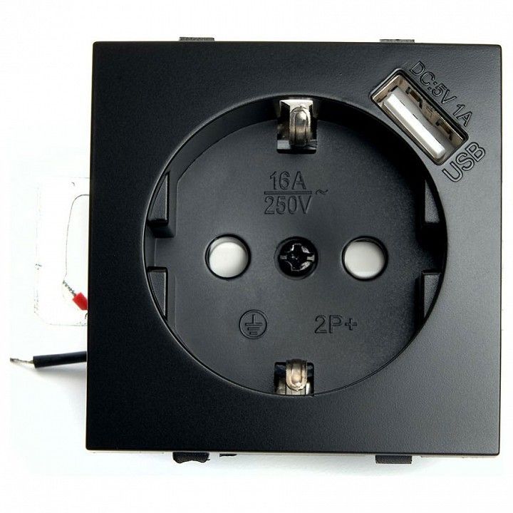 Розетка с заземлением и со шторкой и USB, без рамки Stekker Эрна 49155