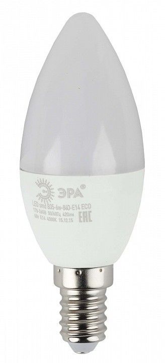 Лампа светодиодная Эра  E14 6Вт 4000K LED B35-6W-840-E14 R