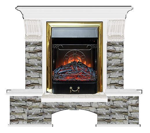 Комплект из электрокамина напольного и портала (122x40х108.5 см) Бостон К Алтай Majestic BR БК000020
