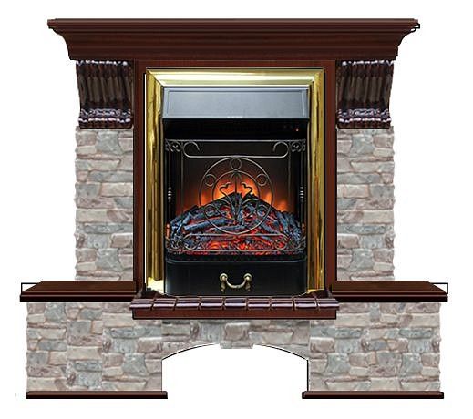 Комплект из электрокамина напольного и портала (122x40х108.5 см) Бостон К ГЦ Majestic BR БК000072