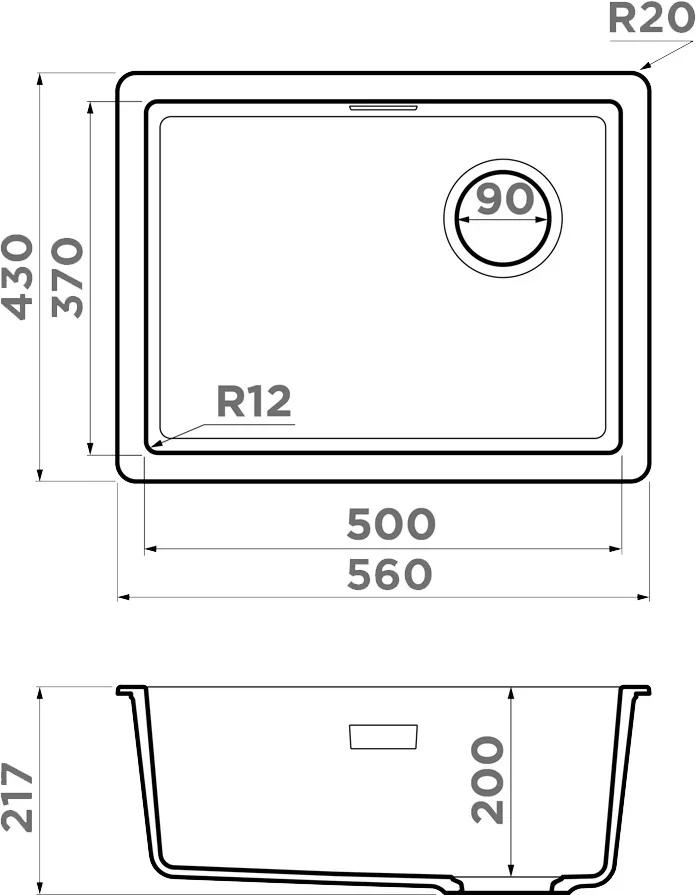 Мойка Omoikiri Kata 56-U/I Side GR