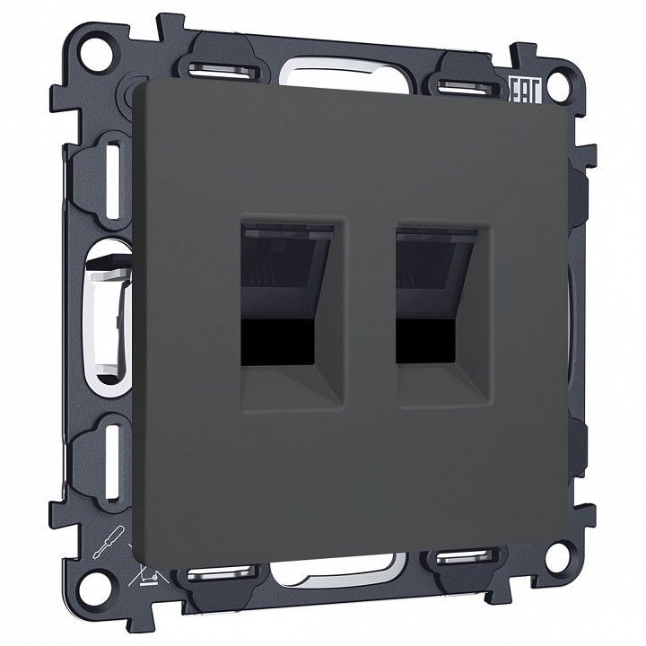 Розетка двойная Ethernet RJ-45 и со шторками, без рамки Ambrella Volt ALFA MA912110