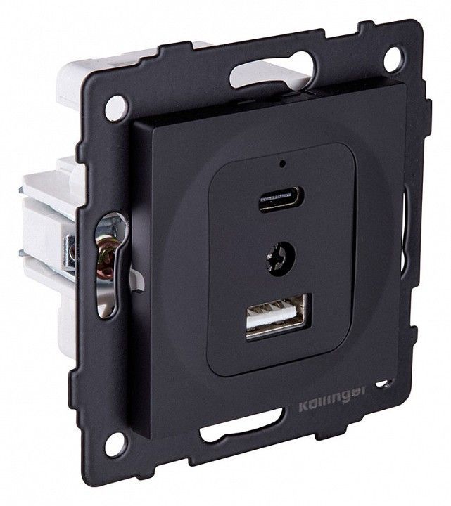 Розетка 2хUSB type A и C без рамки Kollinger  REA-037BM