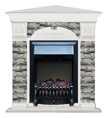 Комплект из электрокамина напольного и портала (106.5x81x98 см) Арочный Алтай угл. Fobos BL АРУ00017