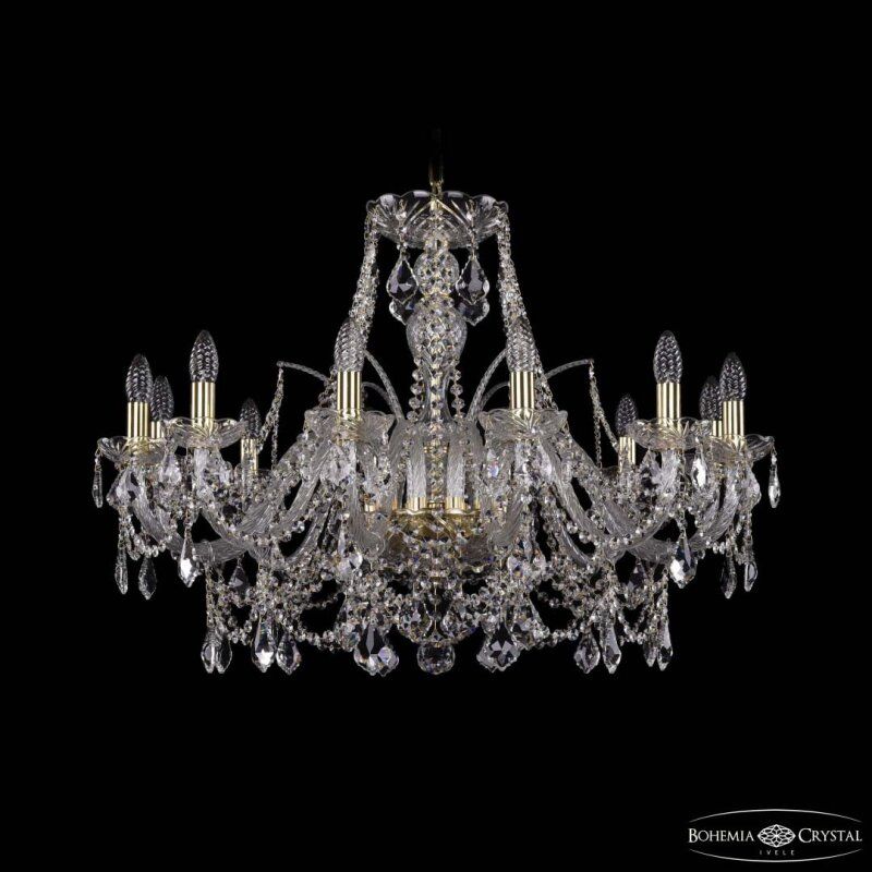 Подвесная люстра Bohemia Ivele Crystal 1411 1411/12/300 G Leafs