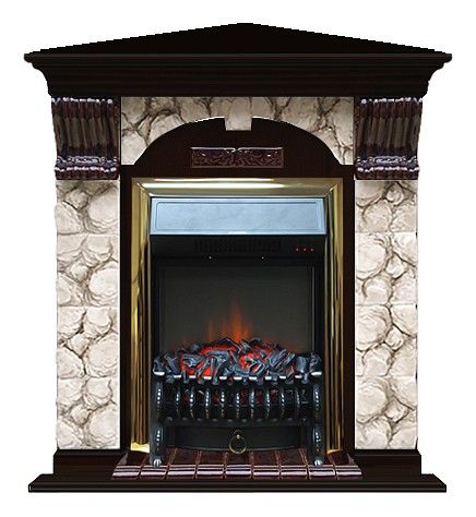 Комплект из электрокамина напольного и портала (106.5x81x98 см) Арочный Карелия угл. Fobos BR АРУ00082