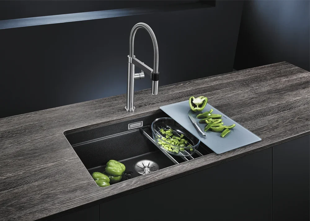 Мойка Blanco Etagon 700-U Silgranit черный клапан-автомат InFino 525891