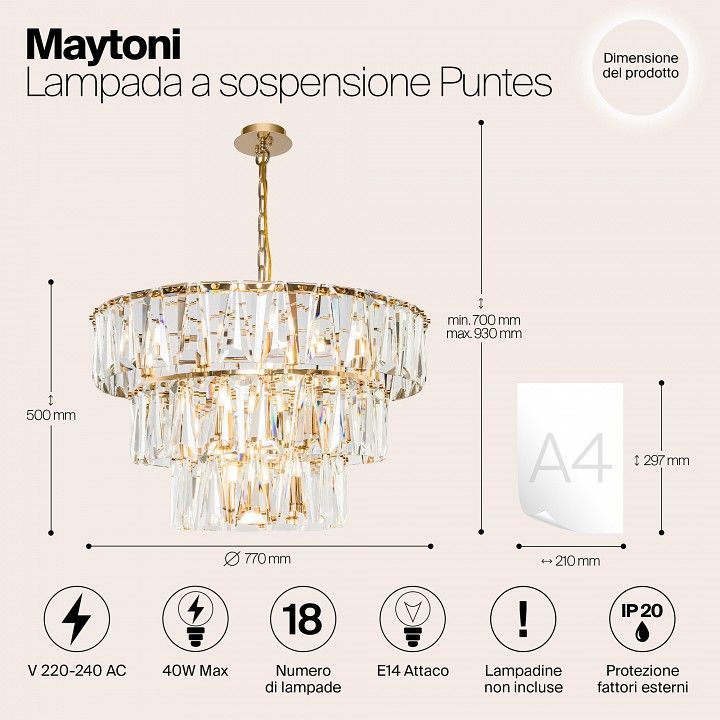 Подвесной светильник Maytoni Пунтес MOD043PL-18G
