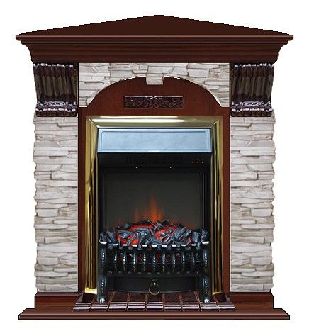 Комплект из электрокамина напольного и портала (106.5x81x98 см) Арочный Мисхор угл. Fobos BR АРУ00110