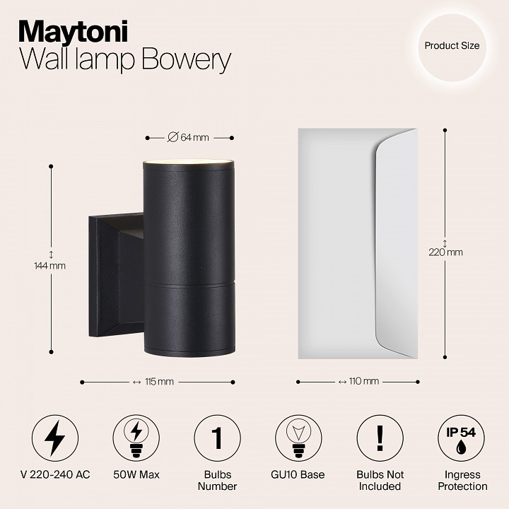 Светильник на штанге Maytoni Outdoor Bowery O574WL-01B