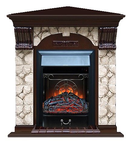 Комплект из электрокамина напольного и портала (106.5x81x98 см) Арочный Карелия угл. Majestic BL АРУ00087