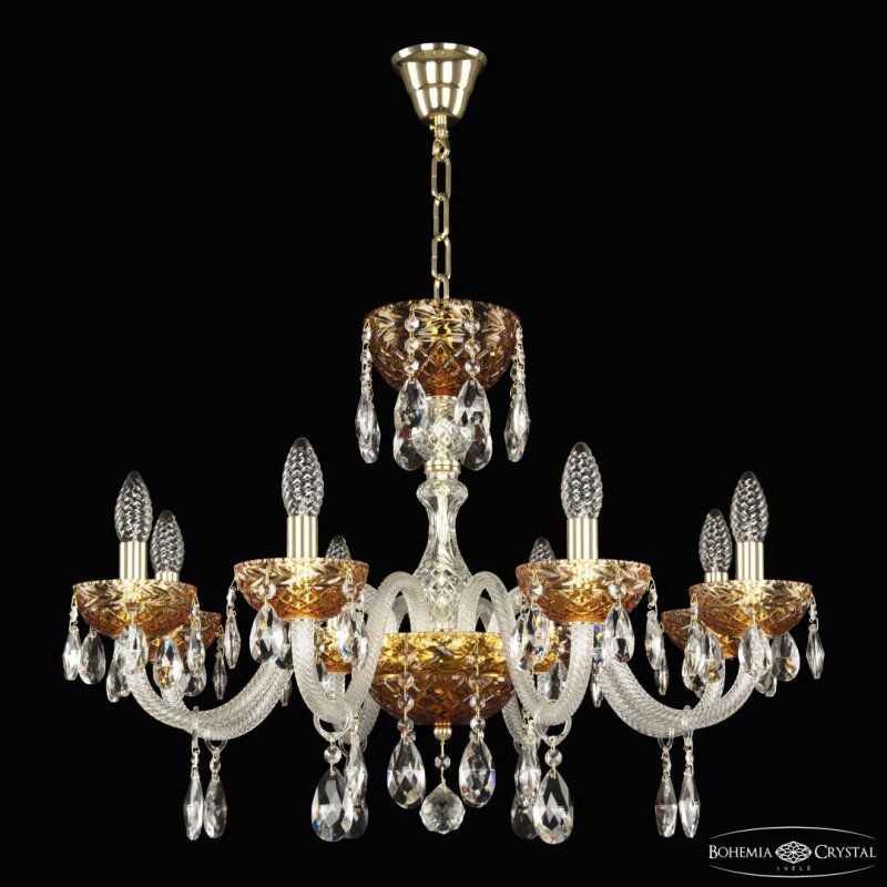 Подвесная люстра Bohemia Ivele Crystal 5417 5417/8/240 G Amber/M-1F