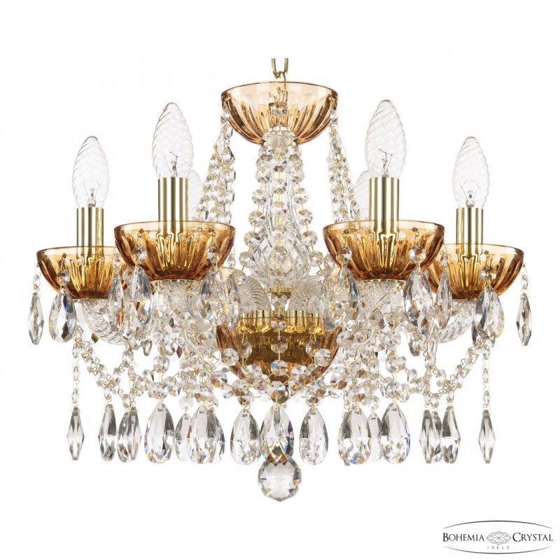 Подвесная люстра Bohemia Ivele Crystal 5413 5413/6/141 G Amber/M-1H