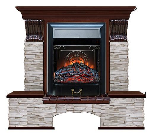 Комплект из электрокамина напольного и портала (122x40х108.5 см) Бостон К Мисхор Majestic BL БК000111