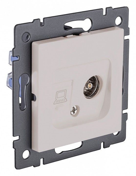 ТВ-розетка и розетка Ethernet RJ-45 без рамки Kollinger  REA-021CM