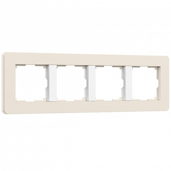 Рамка на 4 поста Werkel Split (айвори/белый, soft-touch) W0043066