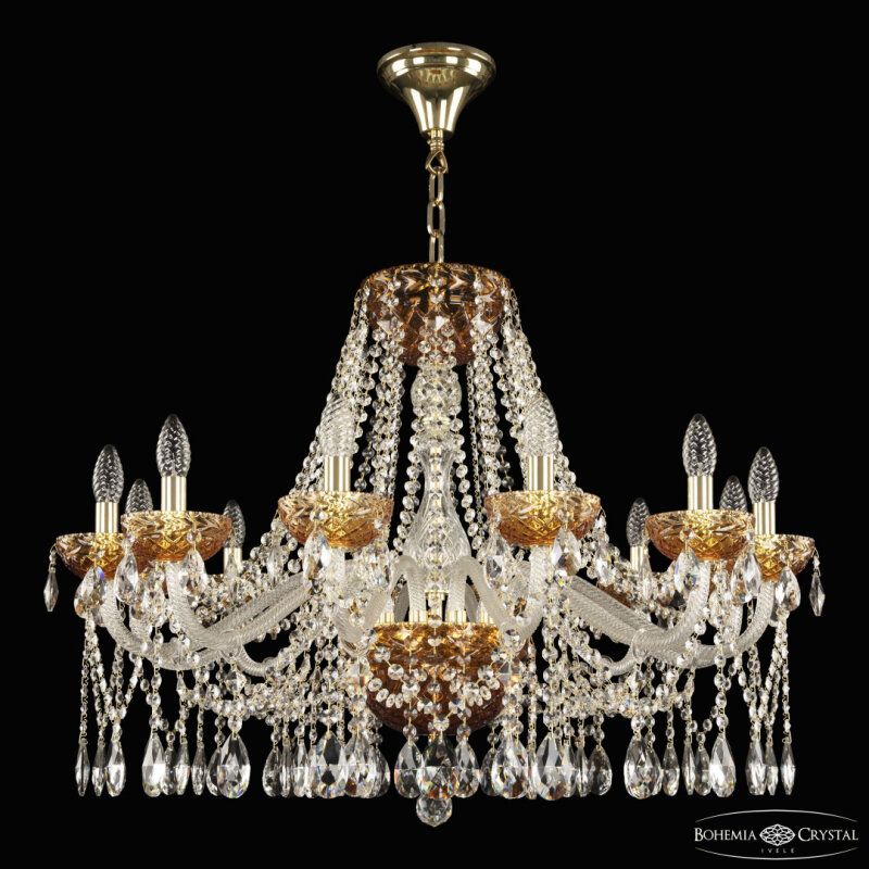 Подвесная люстра Bohemia Ivele Crystal 5413 5413/12/300 G Amber/M-1F