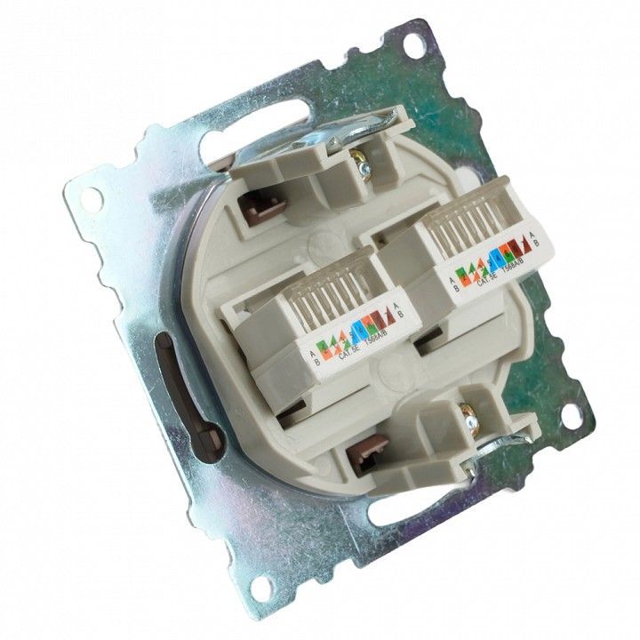 Розетка двойная Ethernet RJ-45 без рамки Stekker Катрин 50006