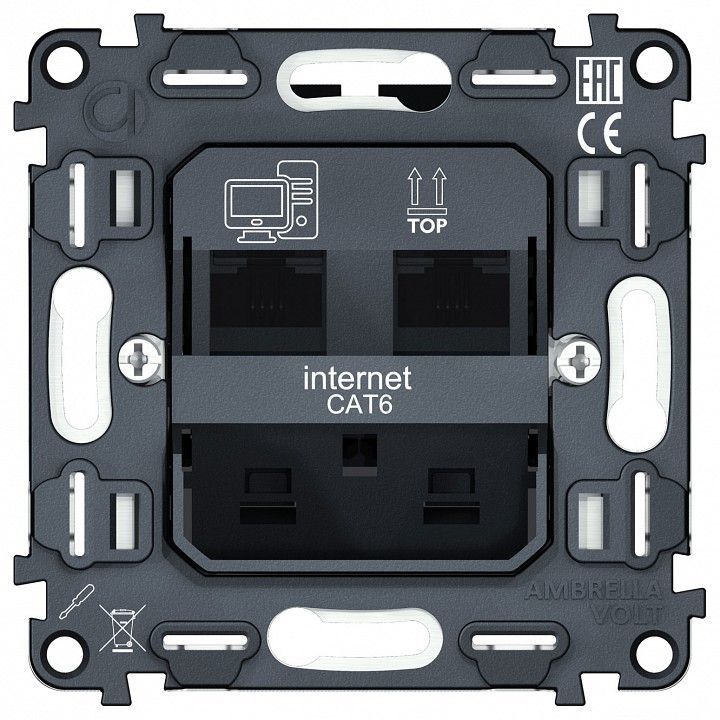 Механизм розетки телефонной RJ-11 со шторкам Ambrella Volt QUANT VM189