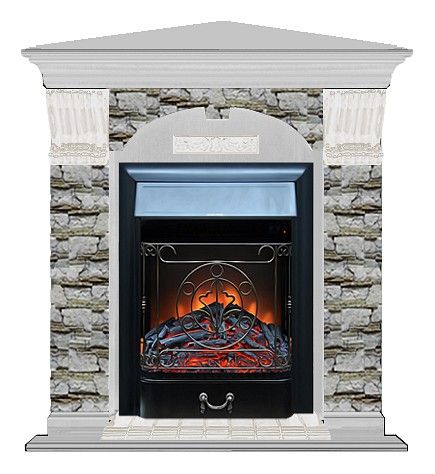 Комплект из электрокамина напольного и портала (106.5x81x98 см) Арочный Алтай угл. Majestic BL АРУ00015