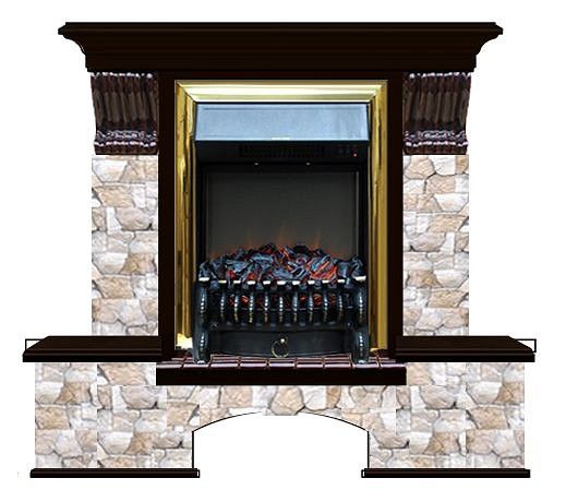 Комплект из электрокамина напольного и портала (122x40х108.5 см) Бостон К Арбат Fobos BR БК000022