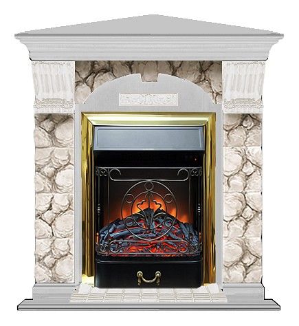 Комплект из электрокамина напольного и портала (106.5x81x98 см) Арочный Карелия угл. Majestic BR АРУ00096