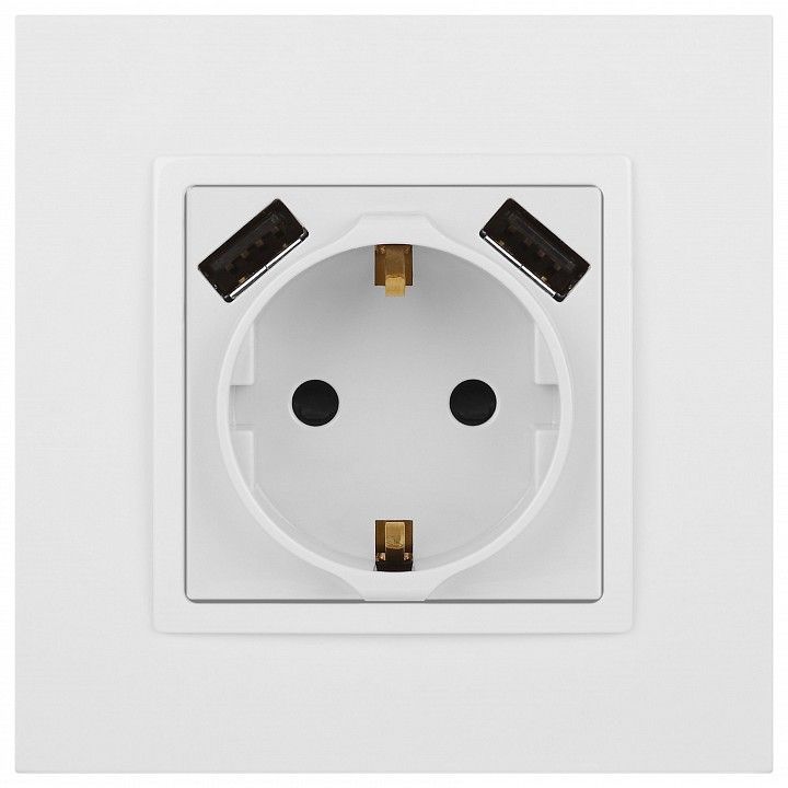 Розетка с заземлением и со шторкой и 2хUSB, без рамки Эра Эра Elegance 14-4109-01
