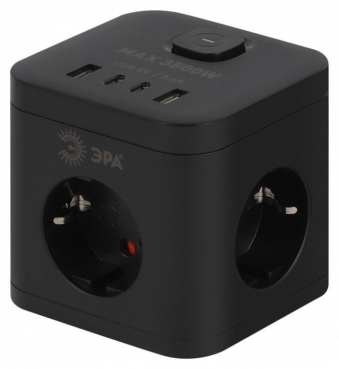 Удлинитель с выключателем Эра  CUBE-3es-1,5m-4USB-B