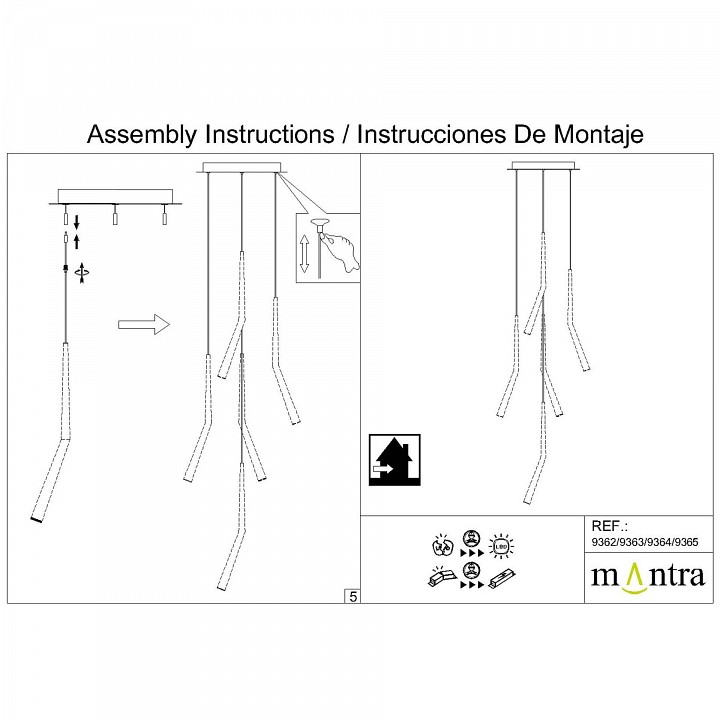 Подвесная люстра Mantra Arrecife 9362+9211 (5L)